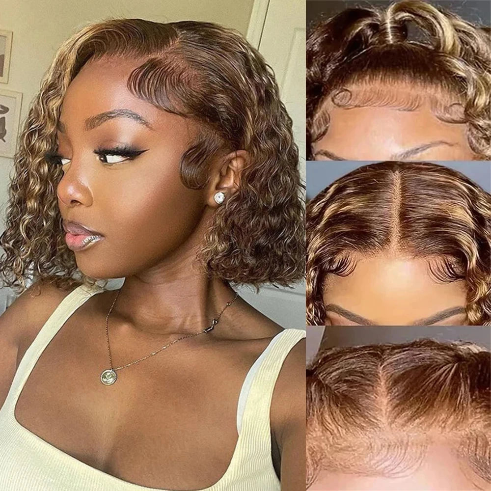 LaceLux Ombre P4/27 Curly Bob HD Lace Wig – Human Hair