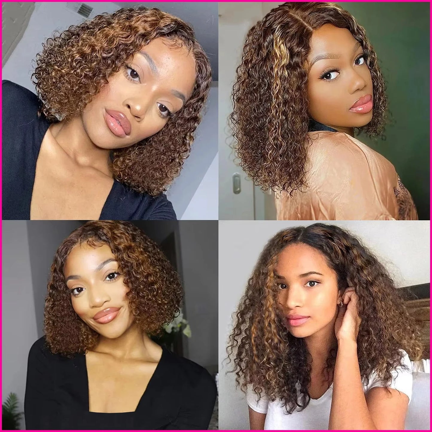 LaceLux Ombre P4/27 Curly Bob HD Lace Wig – Human Hair