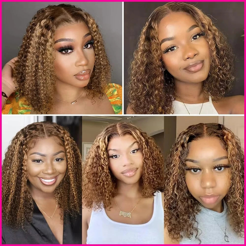 LaceLux Ombre P4/27 Curly Bob HD Lace Wig – Human Hair