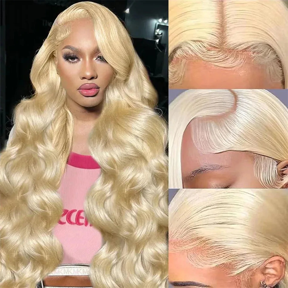 LaceLux 613 Honey Blonde Body Wave HD Lace Wig – 250% Density Human Hair