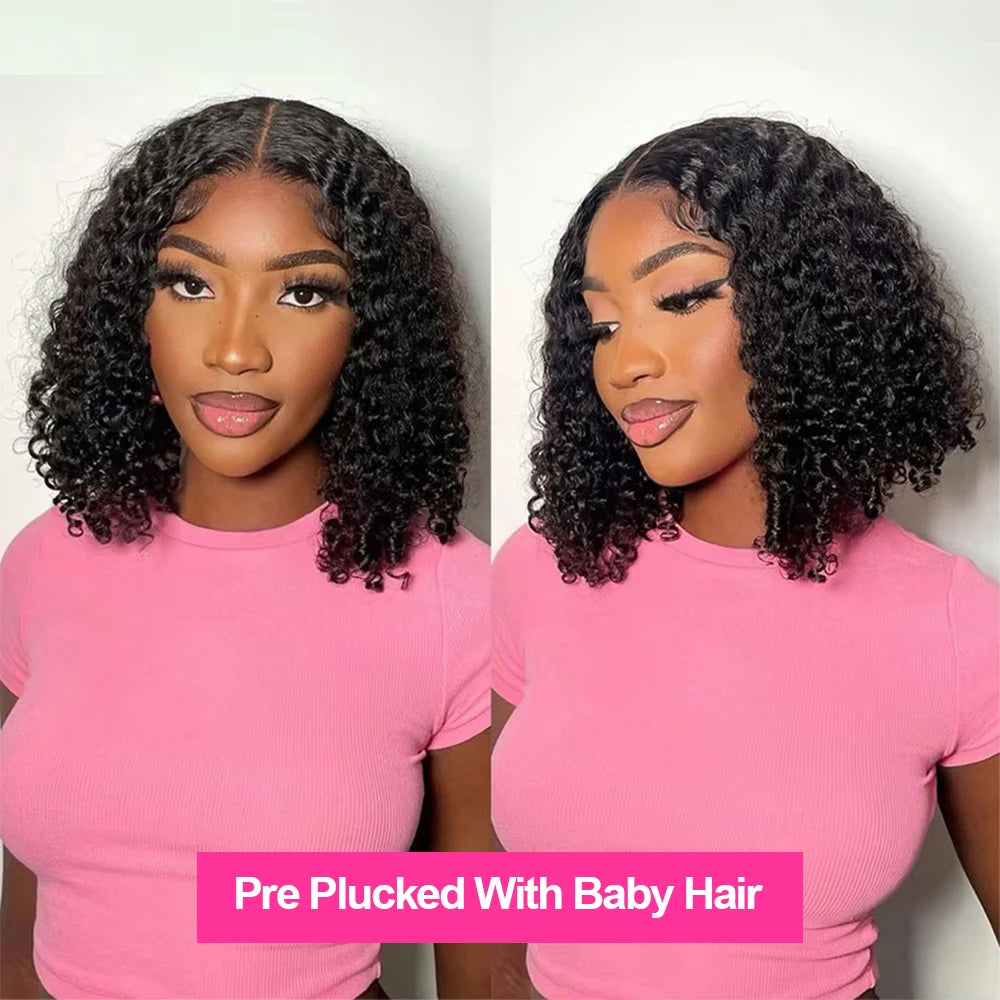 LaceLux Short Bob HD Lace Wig – Jerry Curly Water Wave Human Hair