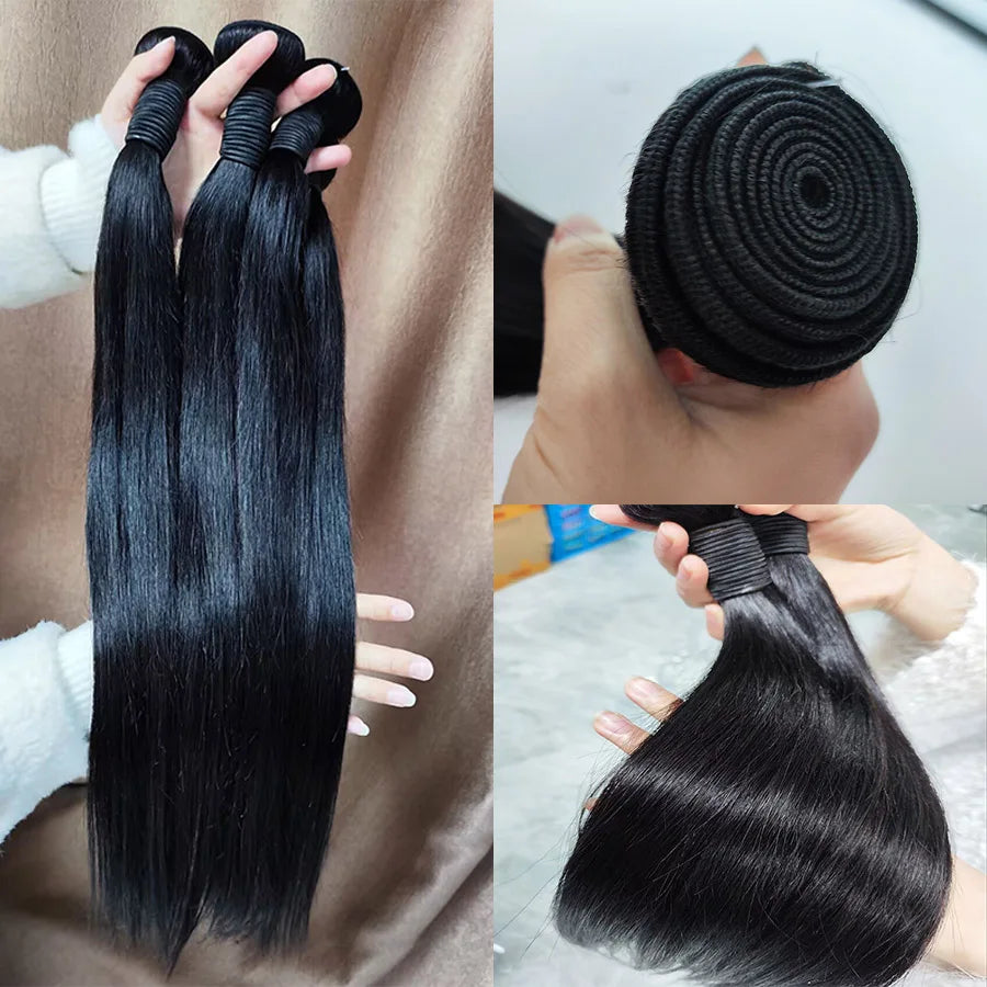 LaceLux Straight Hair Bundles – 100% Brazilian Human Hair (10A, 10–40 Inch)