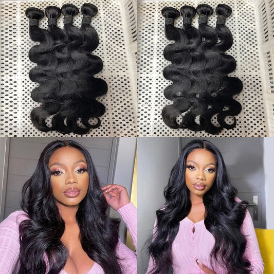 LaceLux Body Wave Hair Bundles – 100% Brazilian Human Hair (10A, 1/3/4 Bundles)
