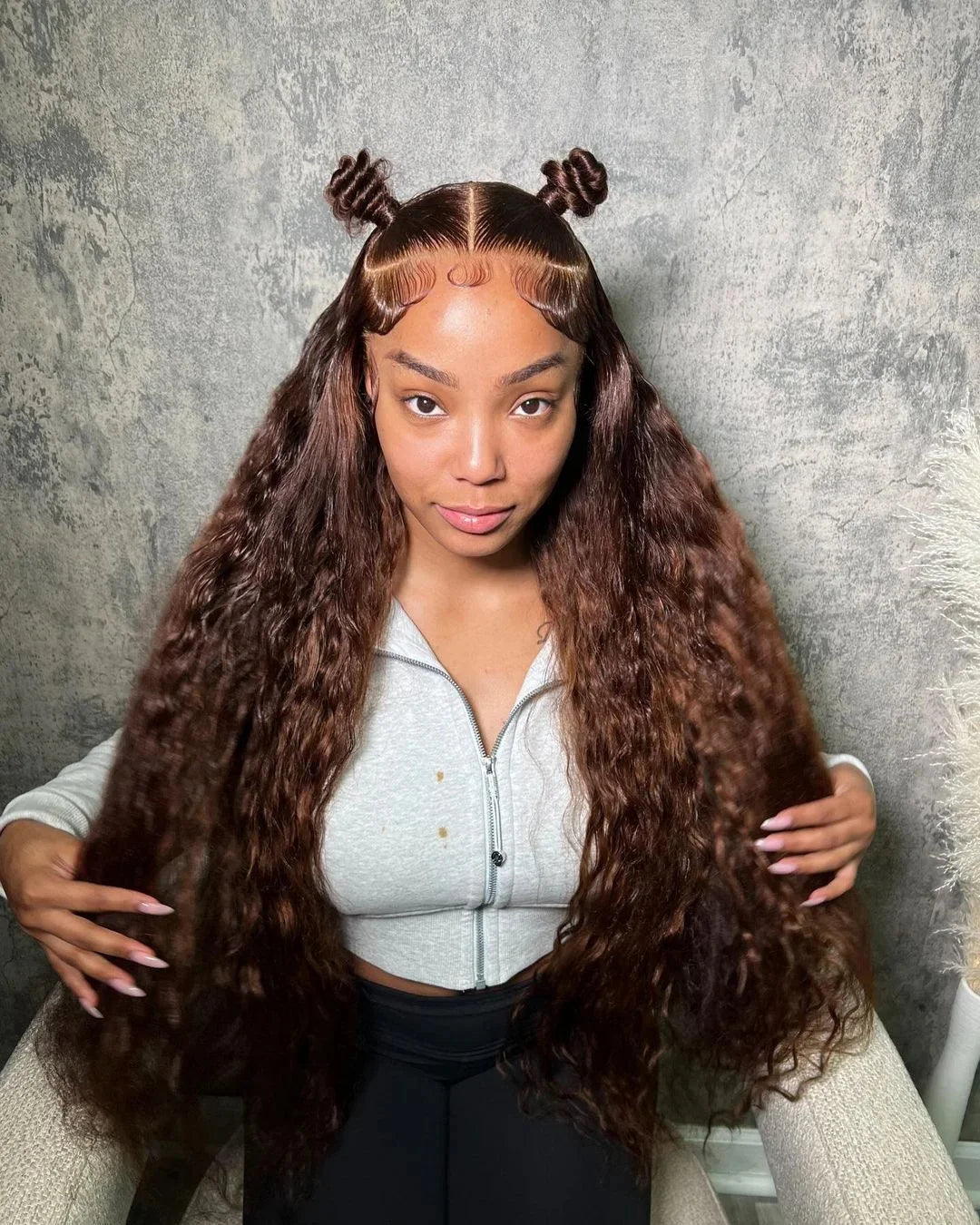 LaceLux Chocolate Brown Deep Wave HD Lace Wig – 250% Density Human Hair
