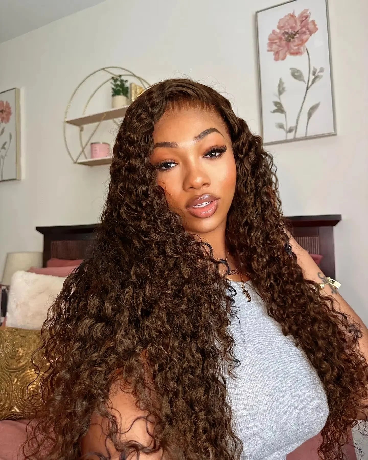 LaceLux Chocolate Brown Deep Wave HD Lace Wig – 250% Density Human Hair