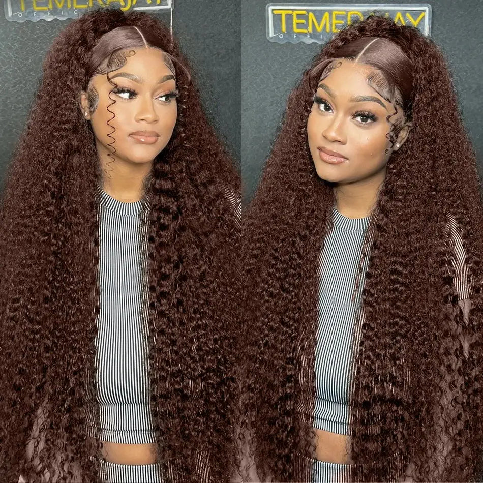 LaceLux Chocolate Brown Deep Wave HD Lace Wig – 250% Density Human Hair