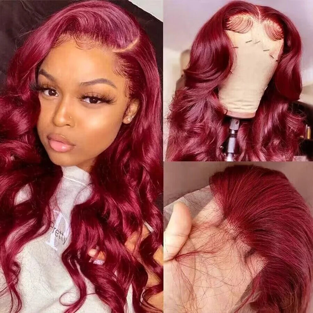 LaceLux 99J Burgundy HD Lace Wig – Body Wave Human Hair