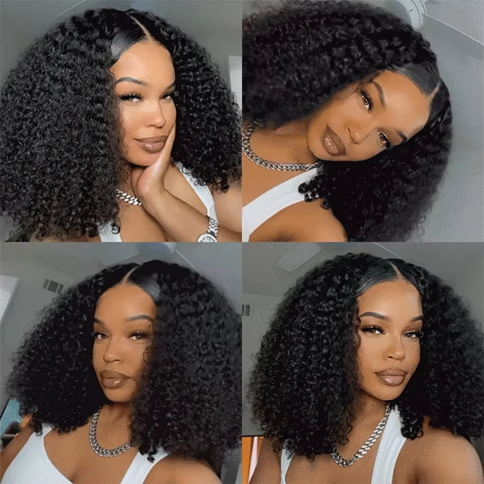 LaceLux Short Bob HD Lace Wig – Jerry Curly Water Wave Human Hair
