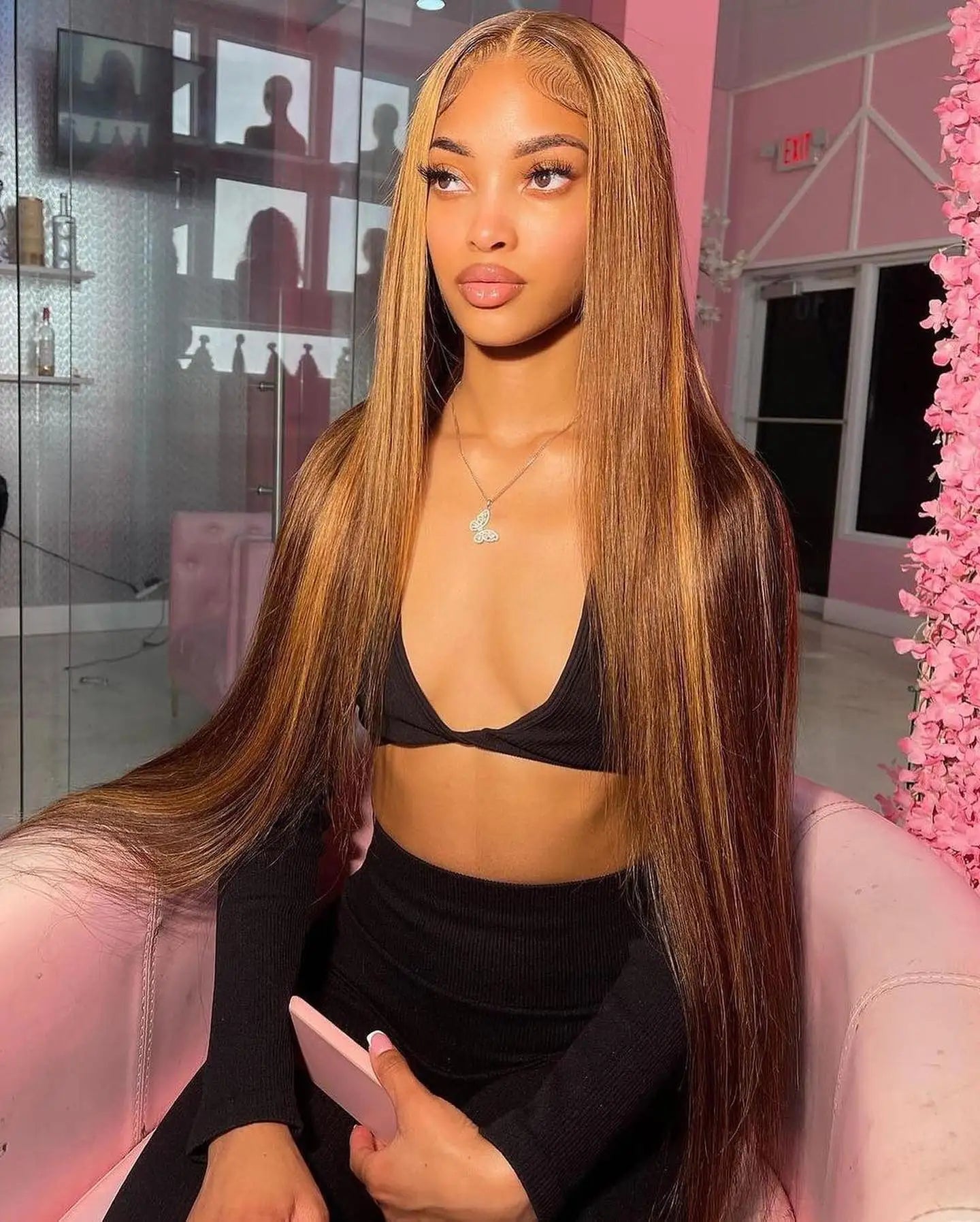 LaceLux Honey Blonde Highlight HD Lace Wig – Straight Human Hair