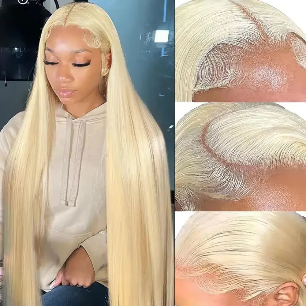 LaceLux 613 Blonde HD Transparent Lace Wig – Straight Human Hair