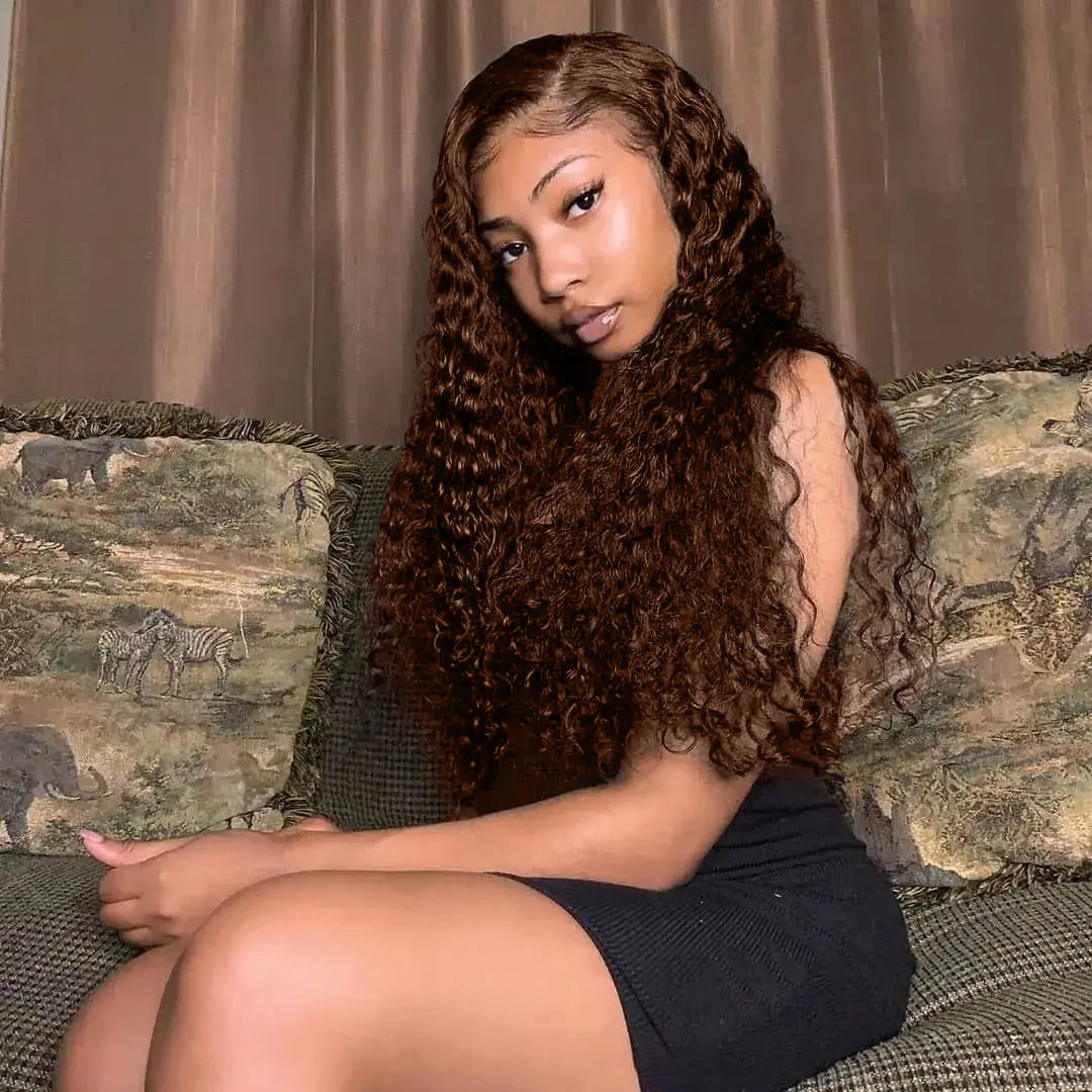 LaceLux Chocolate Brown Deep Wave HD Lace Wig – 250% Density Human Hair