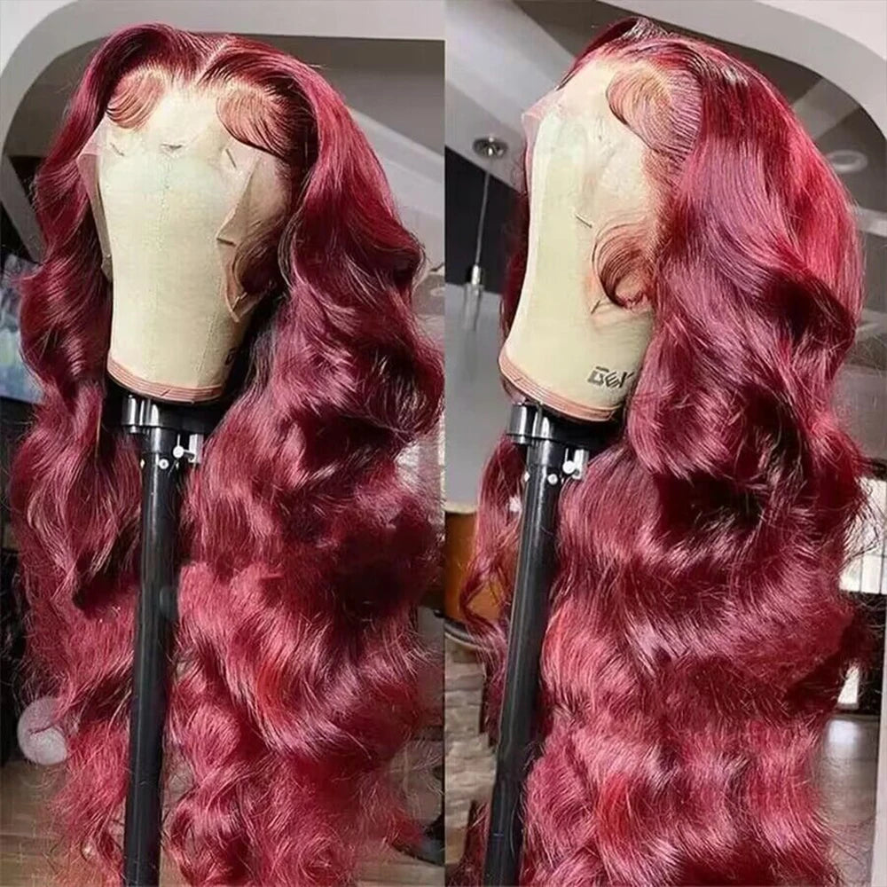 LaceLux 99J Burgundy HD Lace Wig – Body Wave Human Hair
