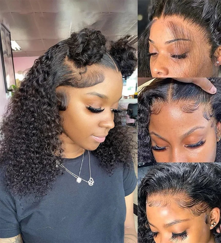 LaceLux Short Bob HD Lace Wig – Jerry Curly Water Wave Human Hair