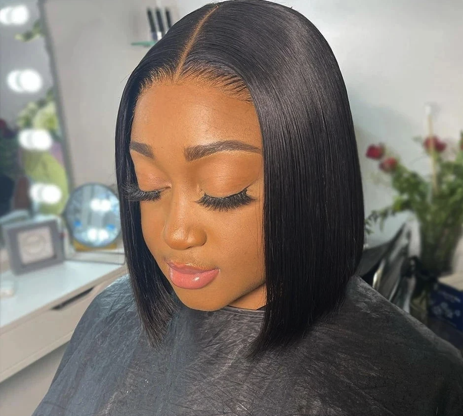 LaceLux Short Bob HD Lace Wig – Straight Human Hair