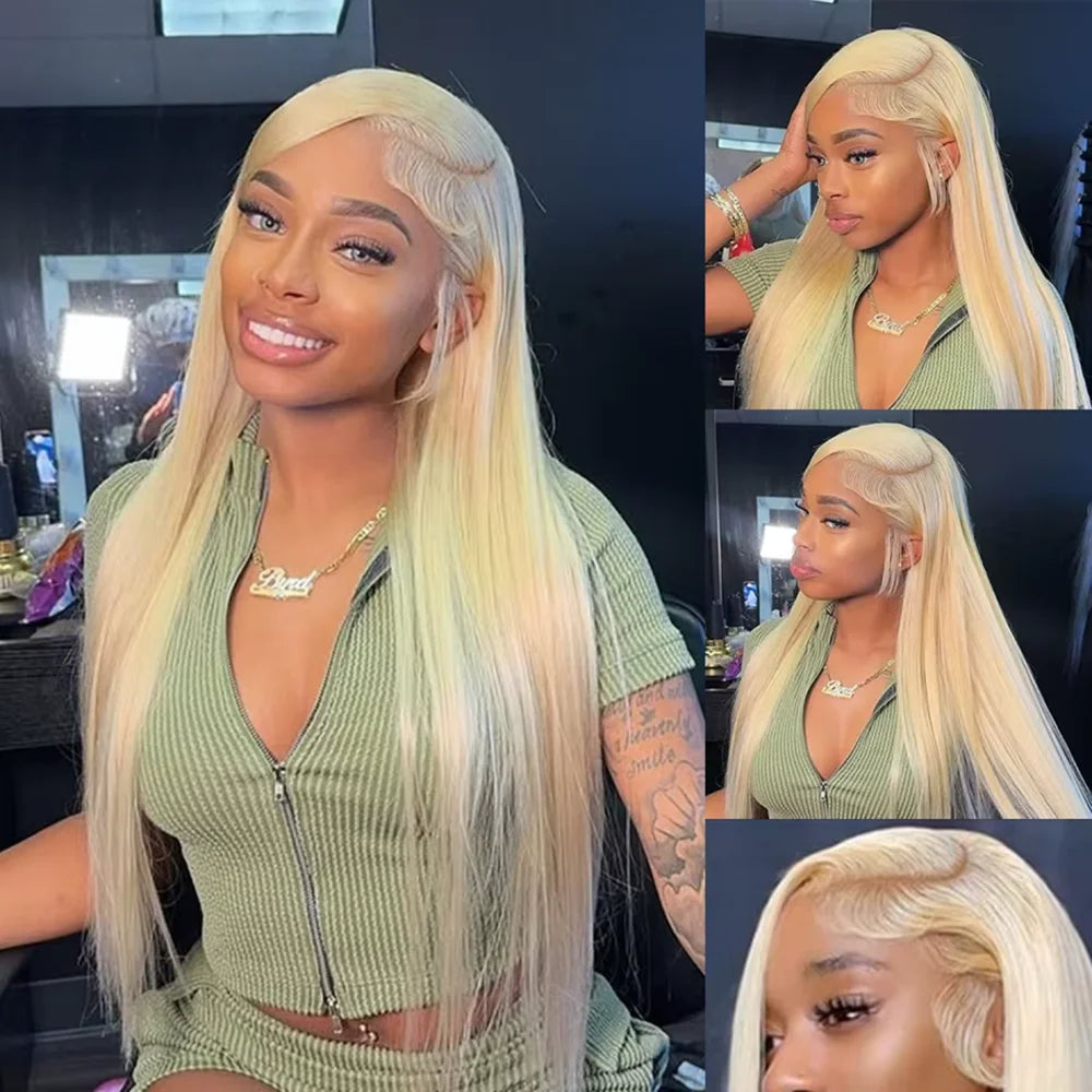 LaceLux 613 Blonde HD Transparent Lace Wig – Straight Human Hair