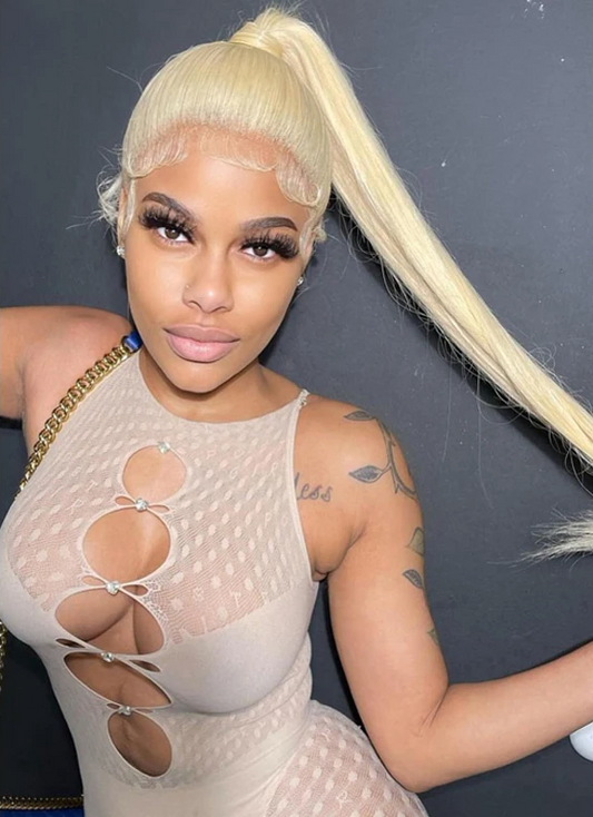 LaceLux 613 Blonde HD Transparent Lace Wig – Straight Human Hair