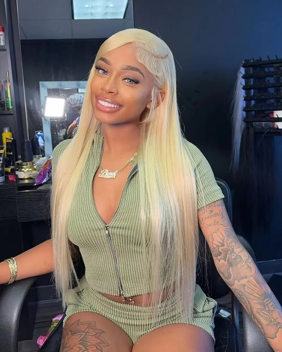 LaceLux 613 Blonde HD Transparent Lace Wig – Straight Human Hair