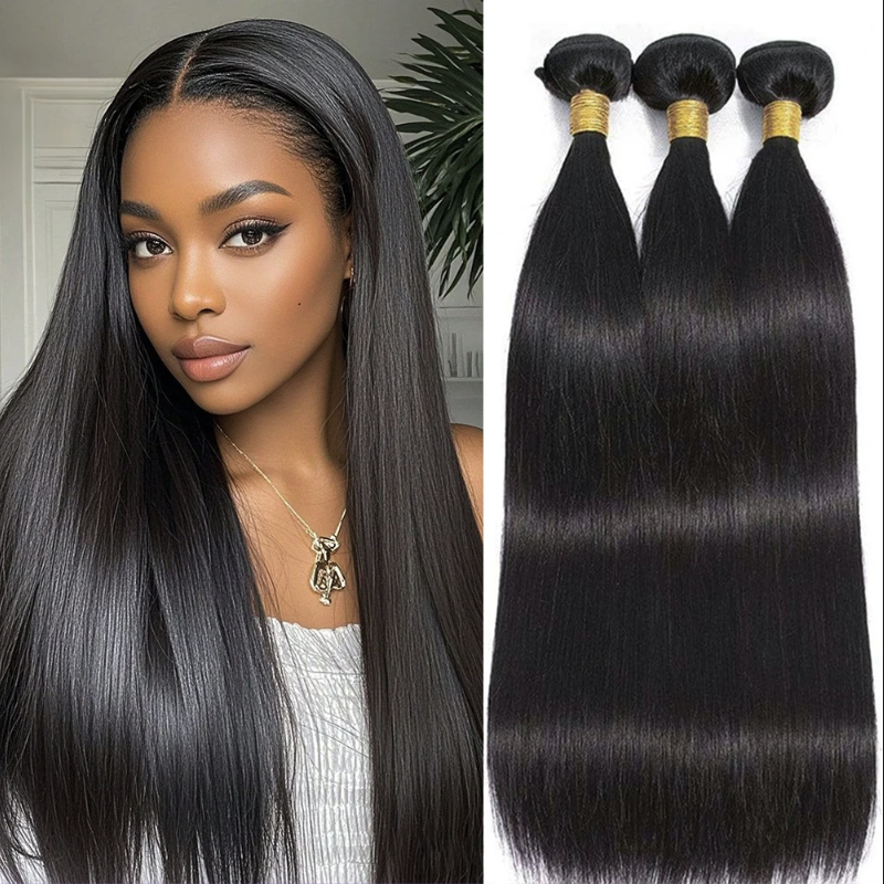 LaceLux Straight Hair Bundles – 100% Brazilian Human Hair (10A, 10–40 Inch)