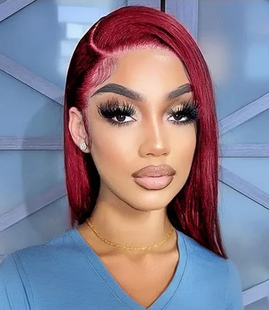 LaceLux 99J Burgundy Bob HD Lace Wig – Straight Human Hair