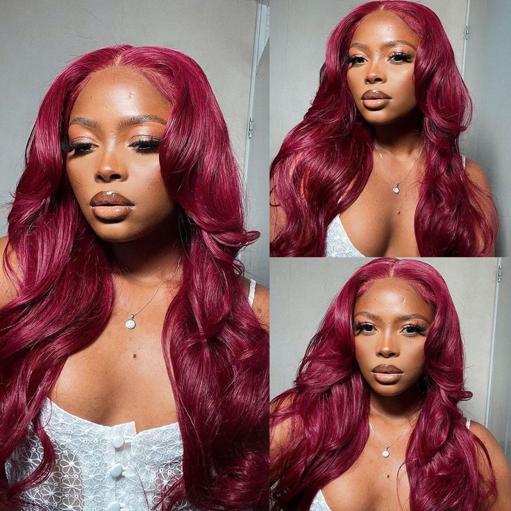 LaceLux 99J Burgundy HD Lace Wig – Body Wave Human Hair