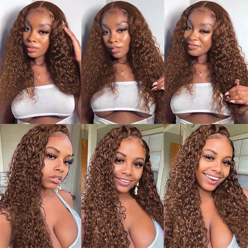 LaceLux Chocolate Brown Deep Wave HD Lace Wig – 250% Density Human Hair