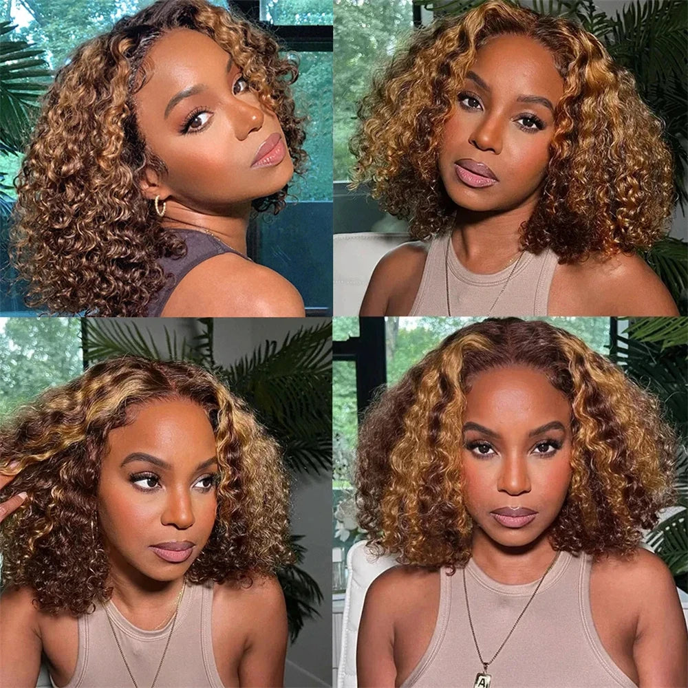 LaceLux Ombre P4/27 Curly Bob HD Lace Wig – Human Hair