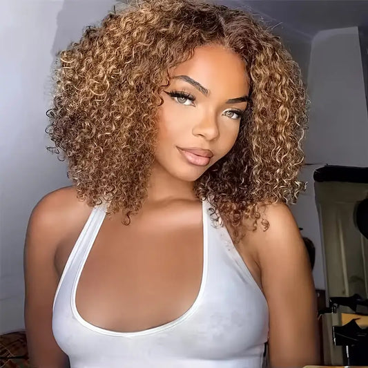 LaceLux Ombre P4/27 Curly Bob HD Lace Wig – Human Hair