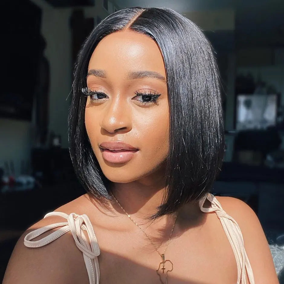 LaceLux Short Bob HD Lace Wig – Straight Human Hair