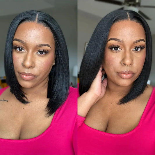 LaceLux Short Bob HD Lace Wig – Straight Human Hair
