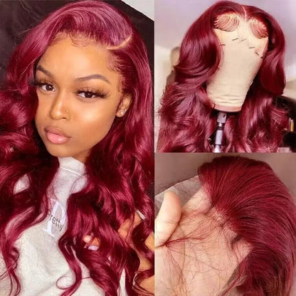 LaceLux 99J Burgundy HD Lace Wig – Body Wave Human Hair