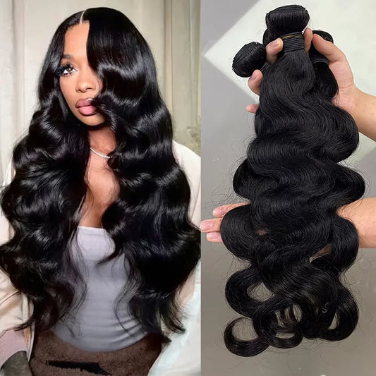 LaceLux Body Wave Hair Bundles – 100% Brazilian Human Hair (10A, 1/3/4 Bundles)