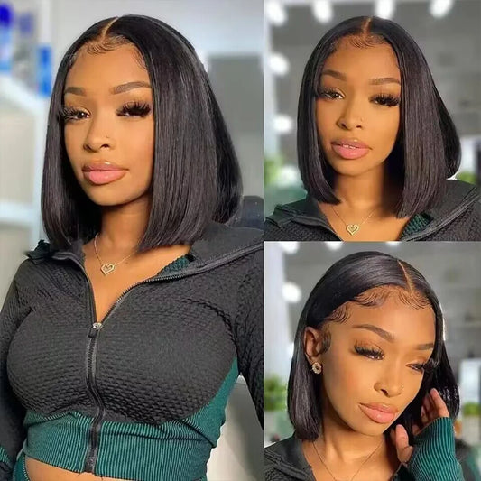 LaceLux Short Bob HD Lace Wig – Straight Human Hair