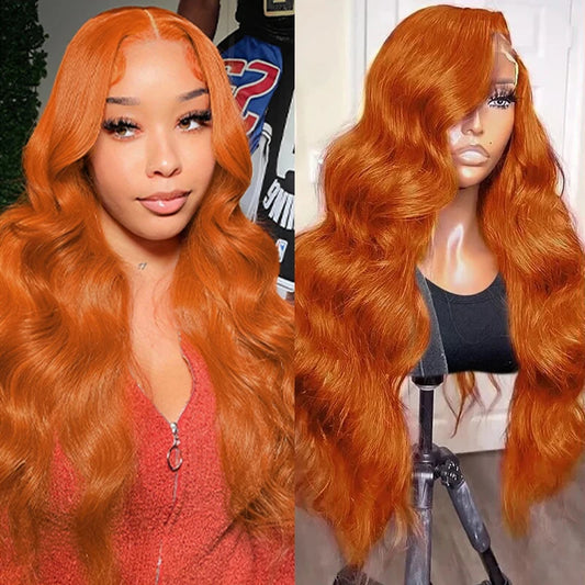 LaceLux Ginger Orange HD Lace Wig – Body Wave Human Hair