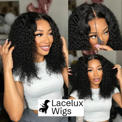 LaceLux Short Bob HD Lace Wig – Jerry Curly Water Wave Human Hair