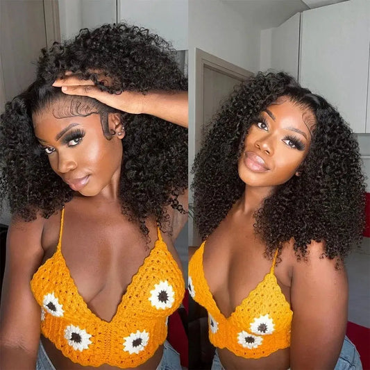 LaceLux Short Bob HD Lace Wig – Jerry Curly Water Wave Human Hair