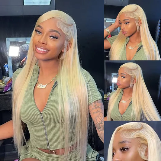 LaceLux 613 Blonde HD Transparent Lace Wig – Straight Human Hair