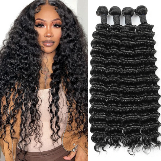 LaceLux Deep Wave Hair Bundles – 100% Human Hair (12A Raw Hair)