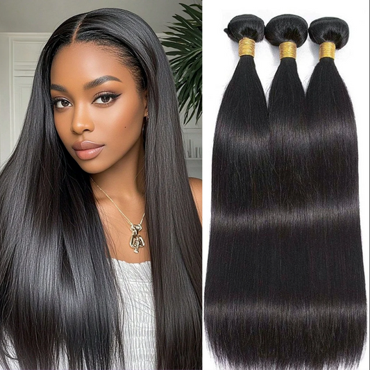 LaceLux Straight Hair Bundles – 100% Brazilian Human Hair (10A, 10–40 Inch)
