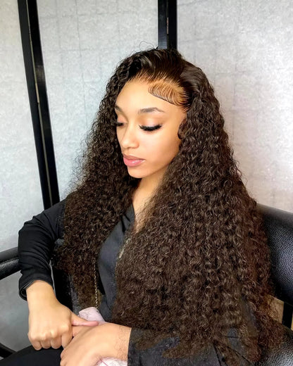 LaceLux Chocolate Brown Deep Wave HD Lace Wig – 250% Density Human Hair