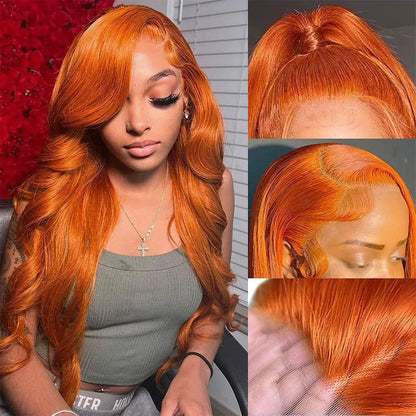 LaceLux Ginger Orange HD Lace Wig – Body Wave Human Hair