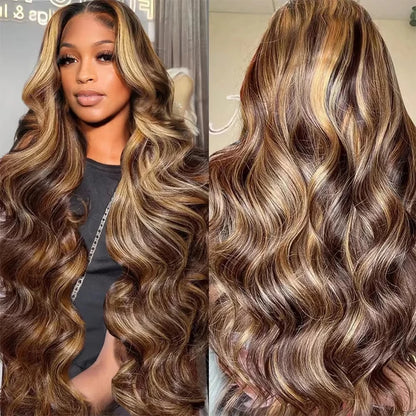 LaceLux Ombre Highlight Body Wave HD Lace Wig – Human Hair