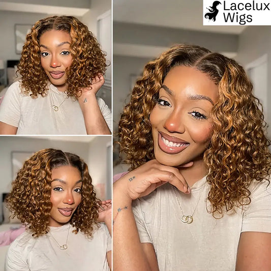 LaceLux Ombre P4/27 Curly Bob HD Lace Wig – Human Hair