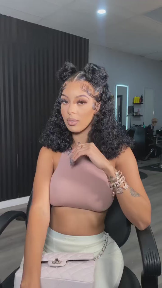 LaceLux Short Bob HD Lace Wig – Jerry Curly Water Wave Human Hair