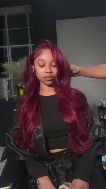 LaceLux 99J Burgundy HD Lace Wig – Body Wave Human Hair