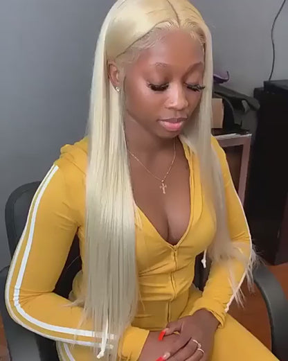 LaceLux 613 Blonde HD Transparent Lace Wig – Straight Human Hair