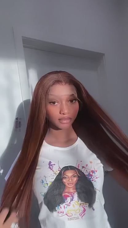 LaceLux Chocolate Brown HD Lace Wig – Straight Human Hair