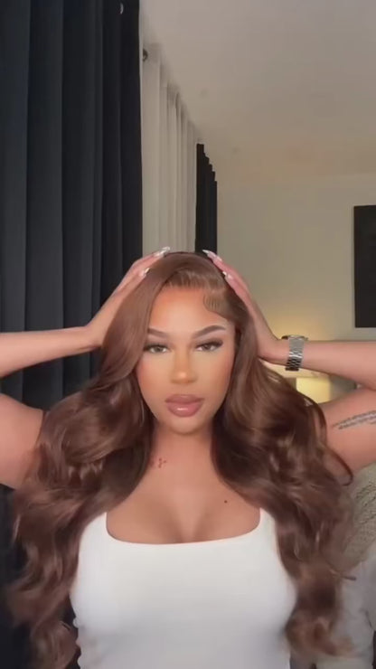 LaceLux Chocolate Brown HD Lace Wig – Body Wave Human Hair
